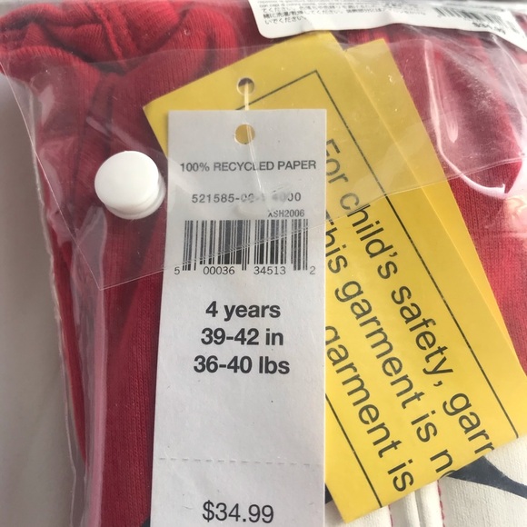 Gap Mickey Mouse Footed Boy Girl Zip Pajamas New - Picture 5 of 6